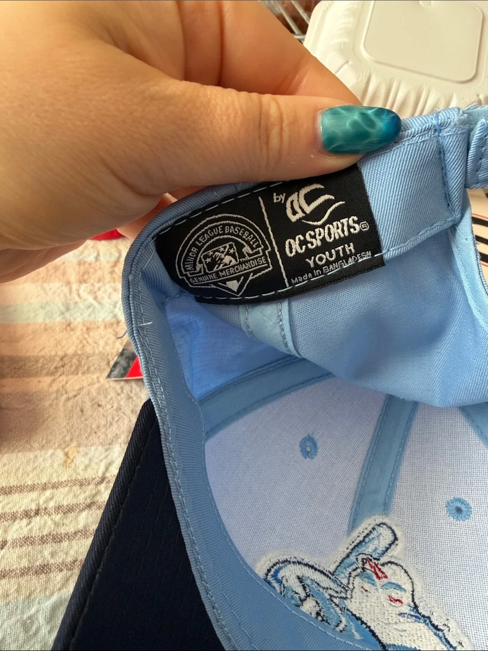 Lakewood Blueclaws Light Blue & Navy Baseball Cap with Shark Logo - Youth
